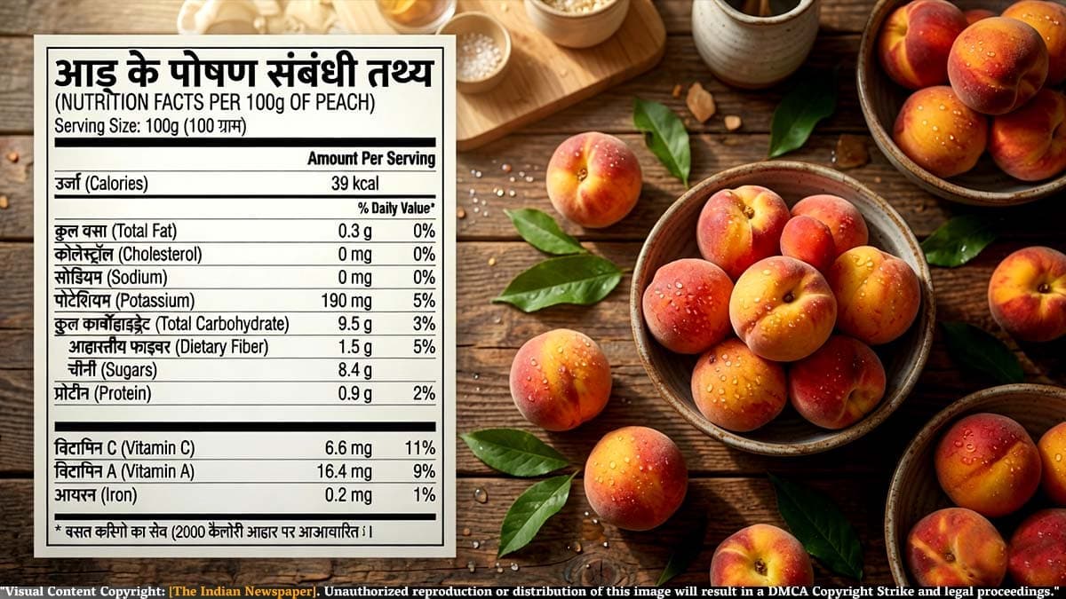 आड़ू (Peach) – Nutritional Value (प्रति 100 ग्राम Peach ) इतिहास, पोषण, फायदे, सावधानियां