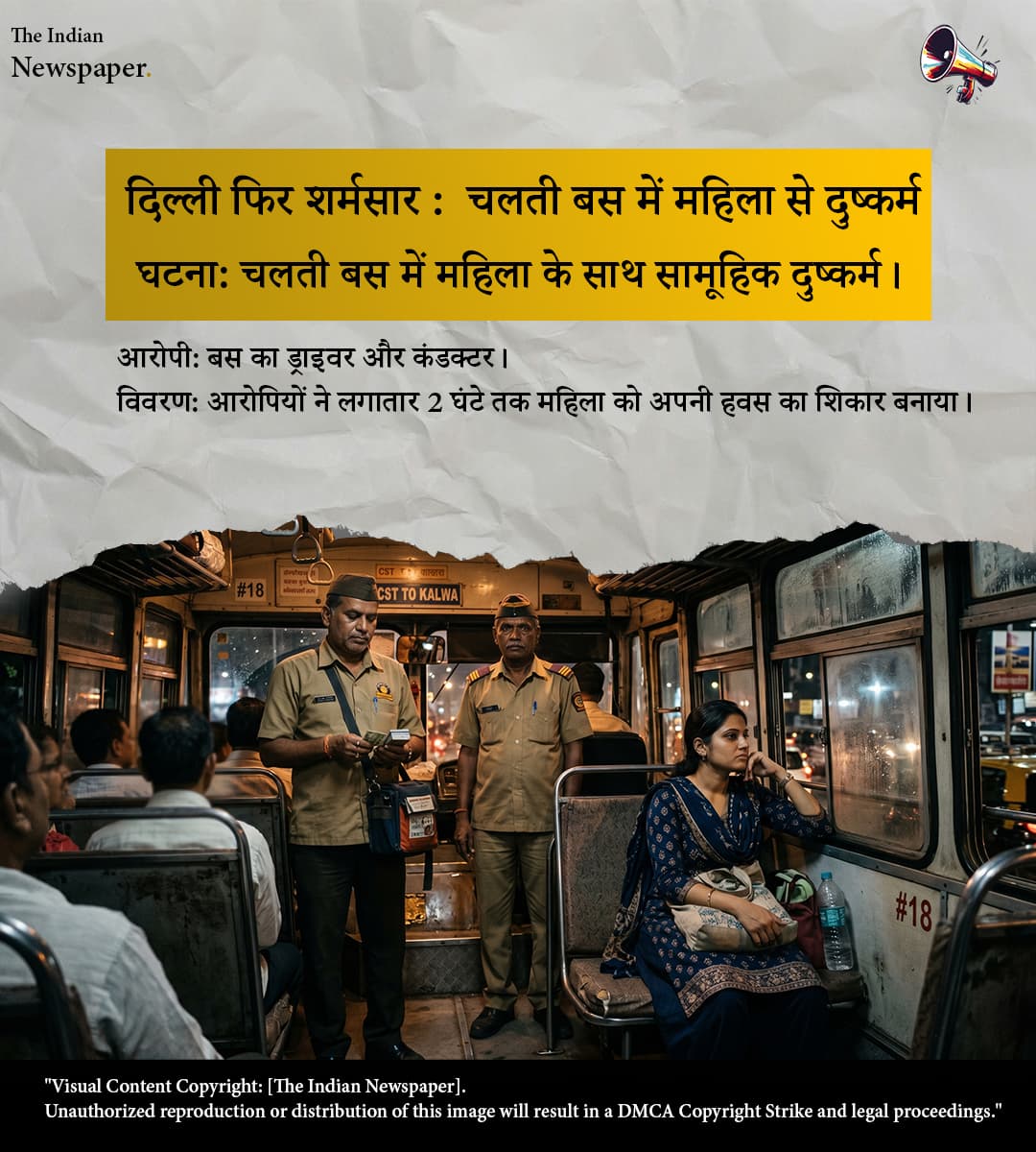 दिल्ली क्राइम: चलती बस में महिला से दुष्कर्म मामले में ड्राइवर-कंडक्टर पर FIR दर्ज